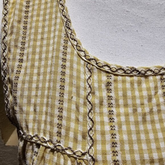 Max Studio Butter Yellow Gingham Baby doll Top S Embroidered Vintage Boho Tunic - Picture 10 of 10
